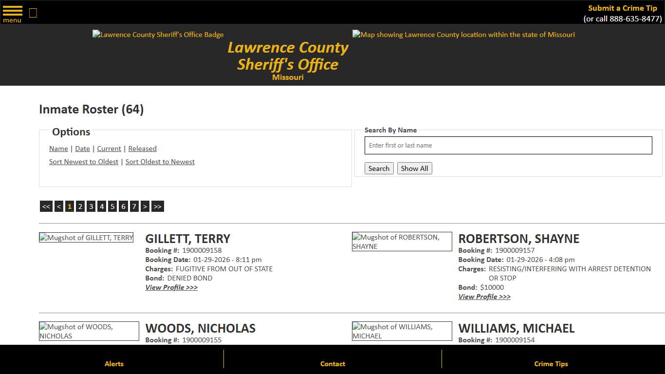 Inmate Roster - Current Inmates Booking Date Descending - Lawrence County Sheriff MO